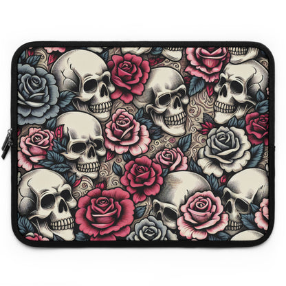 Edgy Skull & Rose Laptop Sleeve – Stylish Protection for Your Tech