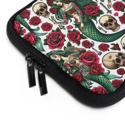 Mermaid Laptop Sleeve, Ocean Design Tech Case, Floral Computer Bag, Sea Lover Gift, Nautical Tablet Cover, Underwater Theme Accessory