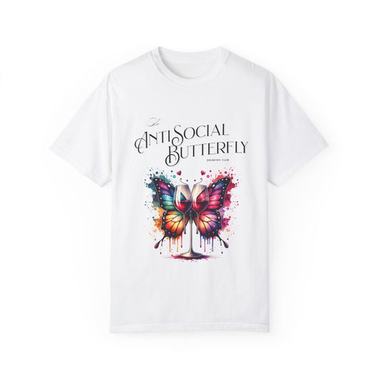 The AntiSocial Butterfly Drinking Club - Unisex Garment-Dyed T-shirt