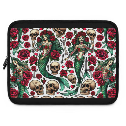 Mermaid Laptop Sleeve, Ocean Design Tech Case, Floral Computer Bag, Sea Lover Gift, Nautical Tablet Cover, Underwater Theme Accessory