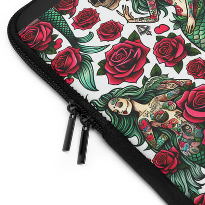 Mermaid Laptop Sleeve, Ocean Design Tech Case, Floral Computer Bag, Sea Lover Gift, Nautical Tablet Cover, Underwater Theme Accessory