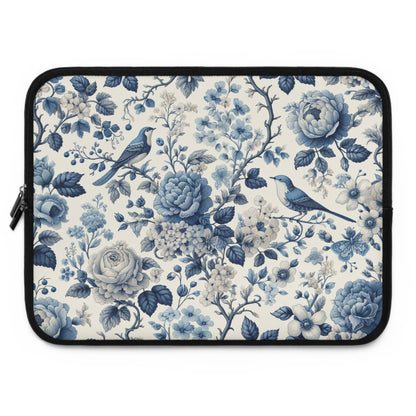 Laptop Sleeve - Blue Floral, Laptop Case, Tech Accessories, Protective Cover, Gift for Her, Floral Design