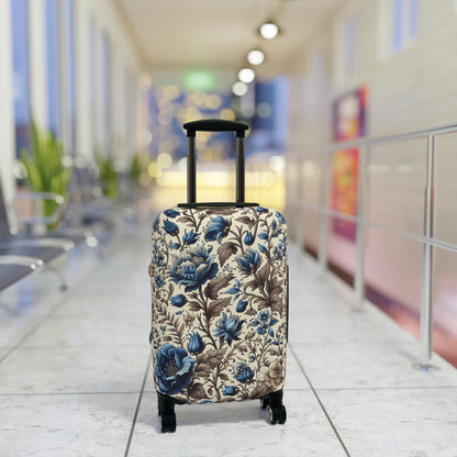 Luggage Cover, Blue and White Floral Design, Suitcase Protector, Travel Accessory, Luggage Sleeve, Floral Print, Gift for Traveler