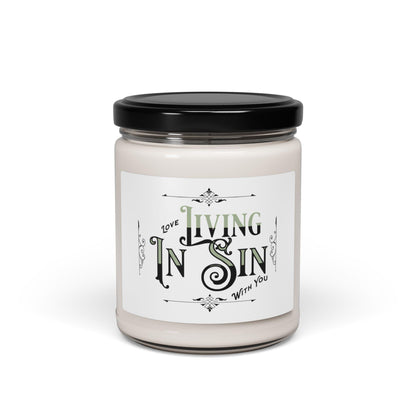 Living in Sin Scented Soy Candle, 9oz Gift for Boyfriend Girlfriend Valentines VDay Engagement
