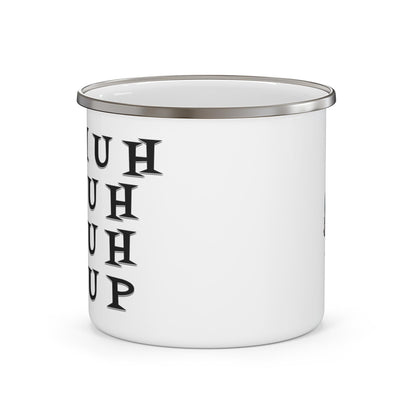 Enamel Mug, Cute Funny Shut Up Cup with Skeleton Friend, Camping Mug, Gift for Campers, Outdoor Adventure Cup, Skeleton Camping Drinkware,