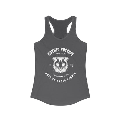 Gothic Possum Racerback Tank, Funny Halloween, Women's Tank Top, Spirit Animal Shirt, Halloween Costume Tee, Goth Possum Tank