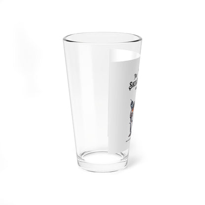 Mixing Glass, 16oz - Skeleton Crew Bar and Grill Funny Dark Humor Beer Glass, Novelty Pint Glass Cup, Spooky Drinking Mug, Unique Kitchen