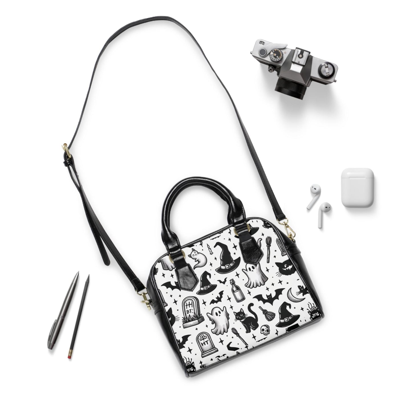 Shoulder Handbag, Spooky Halloween Design, Gothic Crossbody Purse for Witchy Vibes, Halloween Costume Accessory, Trick or Treat Bag, Creepy