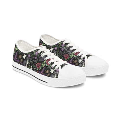 Witchy Halloween Sneakers, Black Low Top Shoes, Halloween Costume, Women's Shoes, Halloween Footwear
