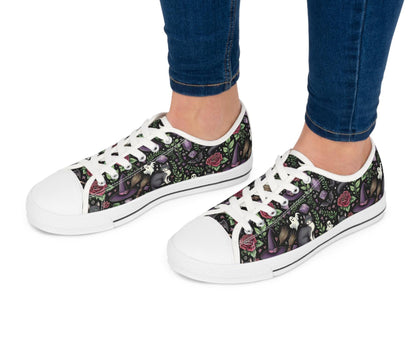 Witchy Halloween Sneakers, Black Low Top Shoes, Halloween Costume, Women's Shoes, Halloween Footwear