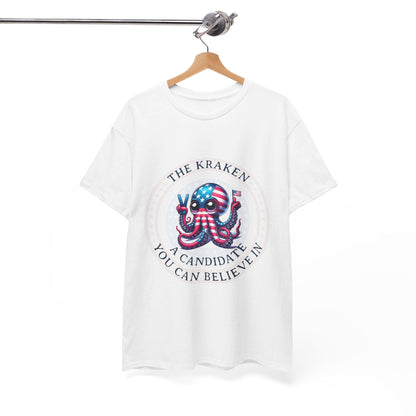 A Candidate you can Believe in - Kraken Mythical Monsters - Funny Politics - Vote for Kraken, Front Logo Unisex Heavy Cotton Tee