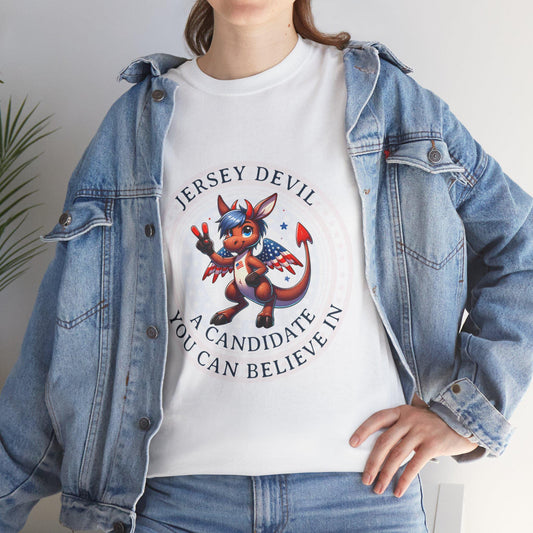 A Candidate you can Believe in - Jersey Devil Front Logo Unisex Heavy Cotton Tee
