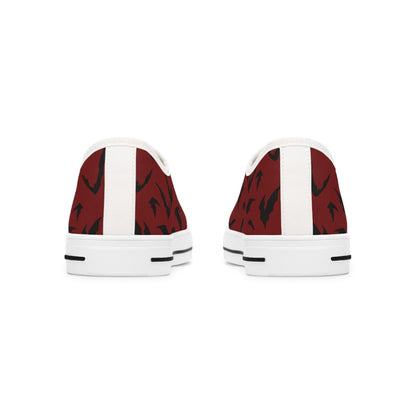 Women's Bat Sneakers RED, Halloween Goth Shoes, Low Top Sneaker, Cute Womens Shoes, Animal Print Sneaks