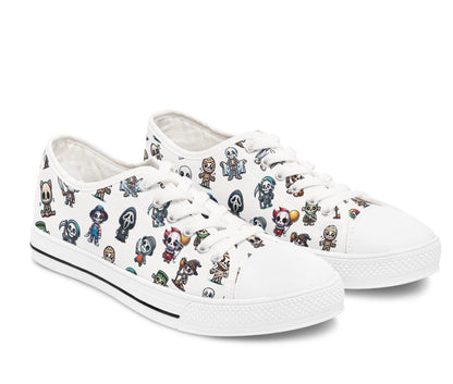Halloween Sneakers, Skeleton Friends Dressed as Creepy Creepers and Slashers, Spooky Footwear, Trick or Treat Shoes, Creepy Costume Runners