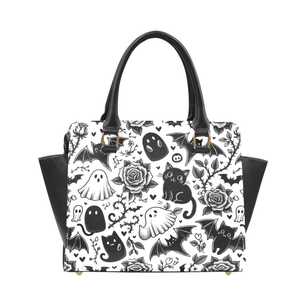 Goth Pattern Rivet Shoulder Handbag