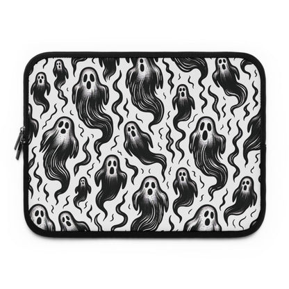 Spooky Goth Ghosts Laptop Sleeve, Haunted Gothic Computer Case, Halloween Macbook Cover, Creepy Skeleton Tablet Pouch, Witchy Tech