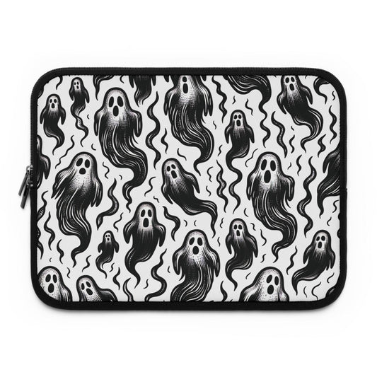 Spooky Goth Ghosts Laptop Sleeve, Haunted Gothic Computer Case, Halloween Macbook Cover, Creepy Skeleton Tablet Pouch, Witchy Tech