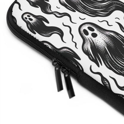 Spooky Goth Ghosts Laptop Sleeve, Haunted Gothic Computer Case, Halloween Macbook Cover, Creepy Skeleton Tablet Pouch, Witchy Tech