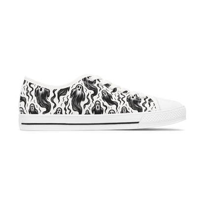 Ghost Shoes Women's Sneakers, Low Top Shoes, Halloween Sneaker, Spooky Footwear, Haunted Ghosts Shoes