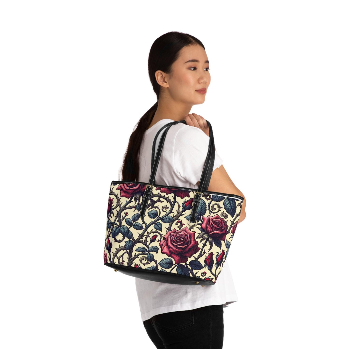 Rose Print Shoulder Bag, Floral Tote Purse, Women's Fashion Accessories, Valentine's Day Gift, Mother's Day, Birthday Present, Romantic