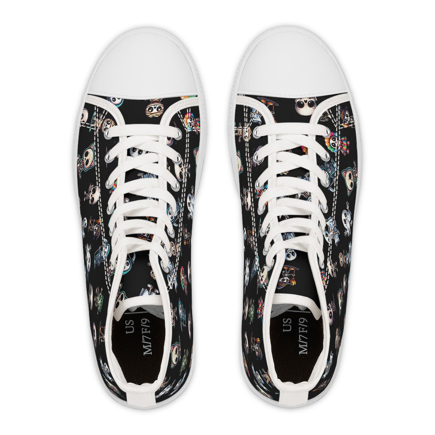 Creepy Little Friends Women's High Top Sneakers, Unique Horror Shoes, Spooky Design Sneakers, Halloween Sneakers, Goth High Tops