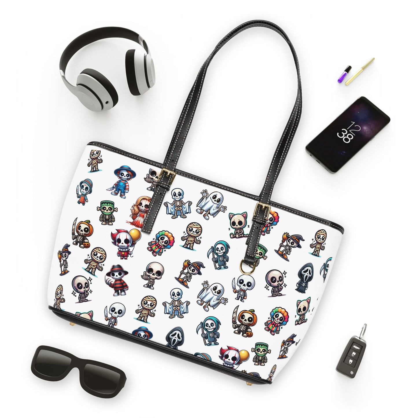 Satchel Bag,Creepy Cute Skeleton Slashers,Purse,Handbag,Shoulder Bag,Bag for Women,Halloween Bag