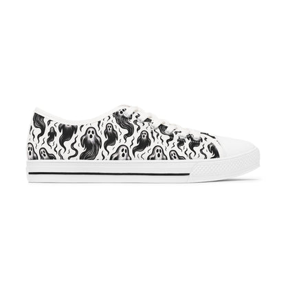 Ghost Shoes Women's Sneakers, Low Top Shoes, Halloween Sneaker, Spooky Footwear, Haunted Ghosts Shoes