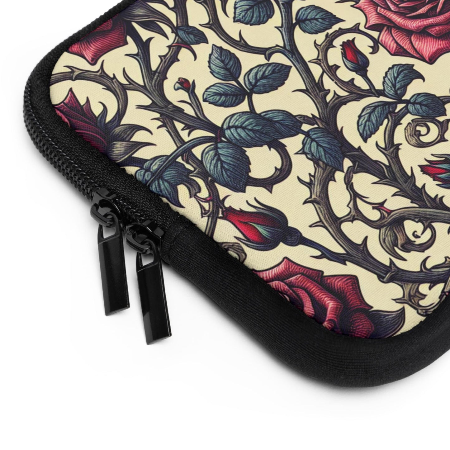 Laptop Sleeve - Romantic Roses Floral Design, Tech Accessories, Computer Case, Gift for Her, Botanical Print, Neoprene Pouch