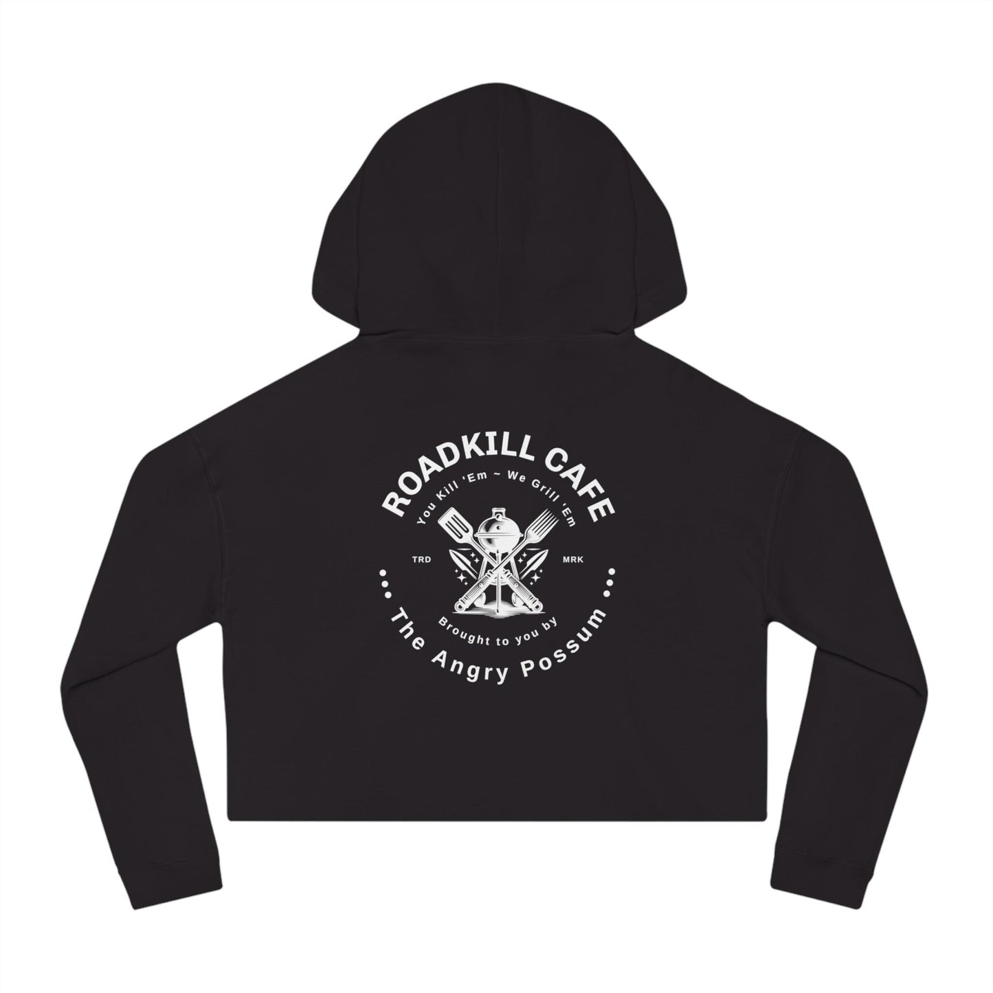 Funny Cropped Hoodie Sweatshirt, Roadkill Cafe Angry Possum Graphic, Edgy Sarcastic Hoodie, Cool Casual Top, Quirky