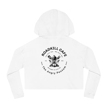 Funny Cropped Hoodie Sweatshirt, Roadkill Cafe Angry Possum Graphic, Edgy Sarcastic Hoodie, Cool Casual Top, Quirky