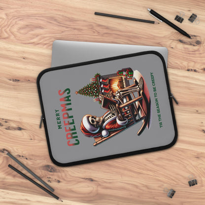 Creepy Christmas Laptop Sleeve, Merry Holidays Tech Case, Festive Xmas Computer Cover, Spooky Winter Gift, Haunted Santa Tablet Pouch