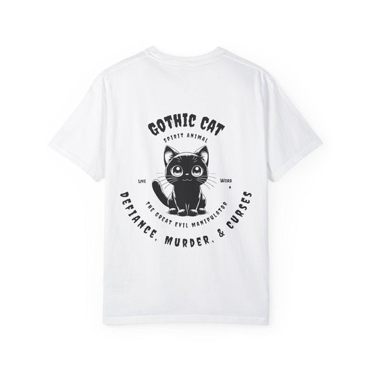 Gothic Cat T-shirt, Dark Cat Tee, Witchy Kitty Shirt, Halloween Top, Alternative Fashion