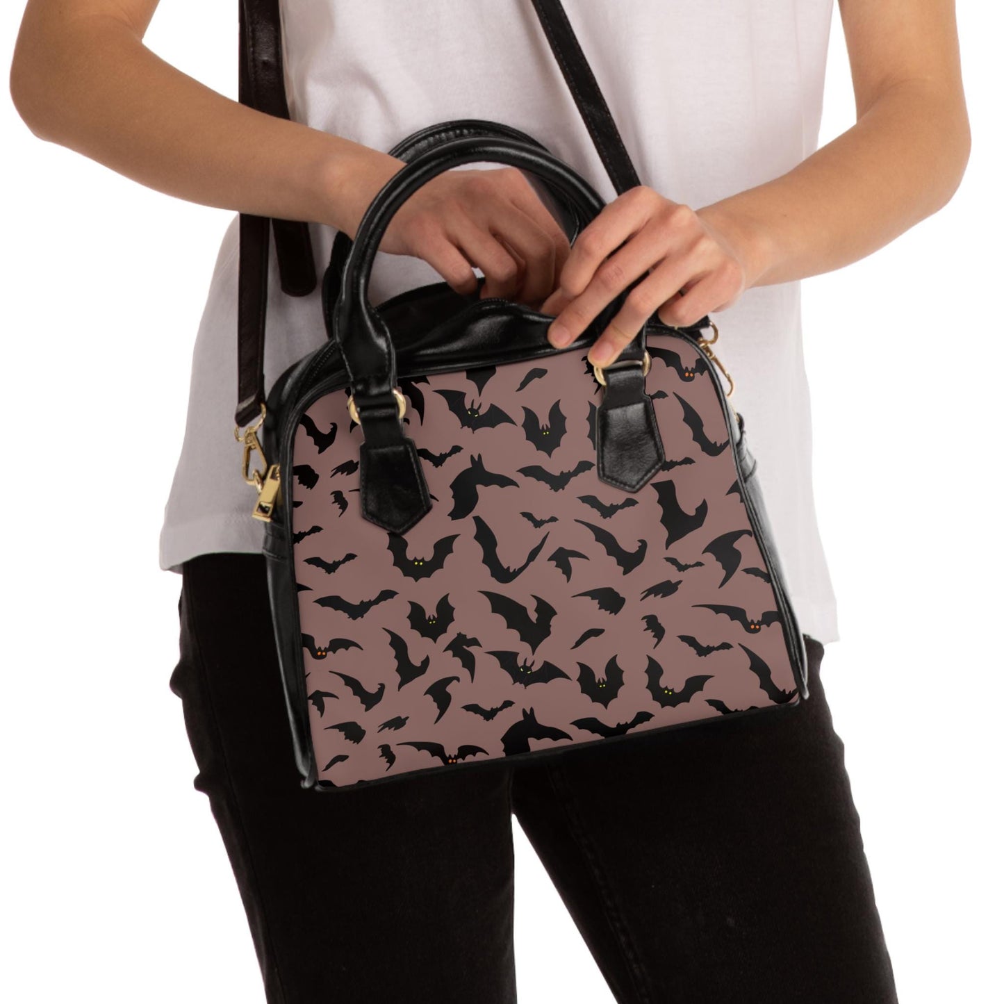 Pink Bat Shoulder Handbag, Goth Crossbody Bag, Halloween Purse, Vampire Tote, Spooky Handbag