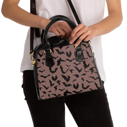 Pink Bat Shoulder Handbag, Goth Crossbody Bag, Halloween Purse, Vampire Tote, Spooky Handbag
