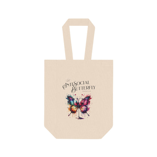 Wine Tote Bag - Antisocial Butterfly Drinking Club, Wine Gift, Wine Carrier, Wine Lover Gift, Insulated Wine Bag, Wine Accessories