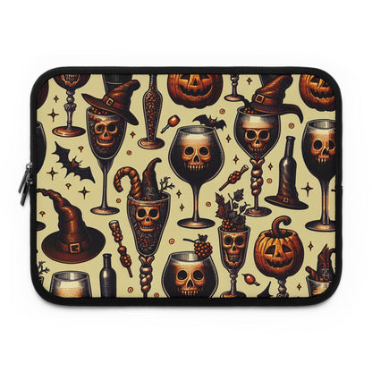 Creepy Wine Glasses Laptop Sleeve, Protective Case, Neoprene Cover, Spooky Computer Bag, Halloween Tech Accessory