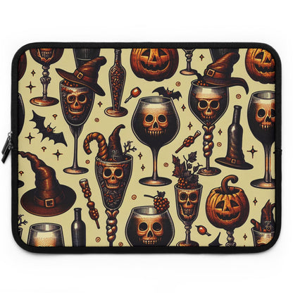 Creepy Wine Glasses Laptop Sleeve, Protective Case, Neoprene Cover, Spooky Computer Bag, Halloween Tech Accessory