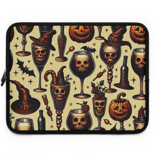 Creepy Wine Glasses Laptop Sleeve, Protective Case, Neoprene Cover, Spooky Computer Bag, Halloween Tech Accessory