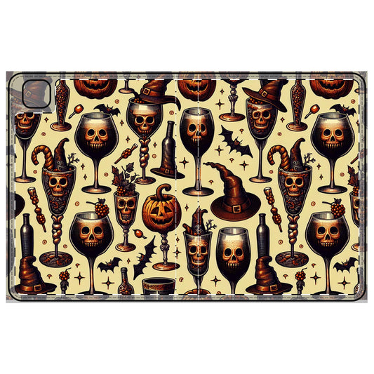 Halloween Tablet Folio Case, Spooky Wine Glasses, Halloween Gift, Tablet Sleeve, iPad Cover, Halloween Accessories, Ghost Tablet Case