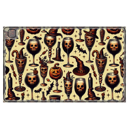 Halloween Tablet Folio Case, Spooky Wine Glasses, Halloween Gift, Tablet Sleeve, iPad Cover, Halloween Accessories, Ghost Tablet Case