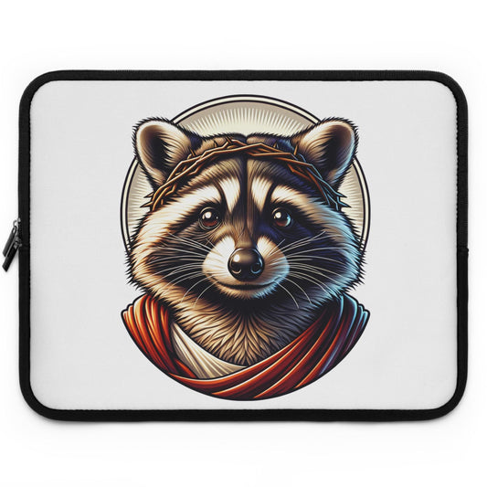 Laptop Sleeve - Jesus Raccoon, Cute Animal Print, Christian Gift, Bible Study, Religious Tech Accessory