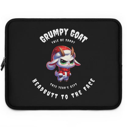 Grumpy Holiday Goat Laptop Sleeve, Christmas Gift, Funny Animal Computer Cover, Winter Season Tech Accessories, Farmhouse Decor, Office