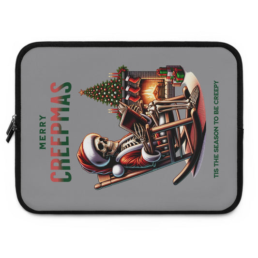 Creepy Christmas Laptop Sleeve, Merry Holidays Tech Case, Festive Xmas Computer Cover, Spooky Winter Gift, Haunted Santa Tablet Pouch