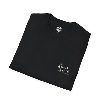 Karma Cafe Service Unisex Softstyle Black T-Shirt, What You Deserve Apparel, Positive Vibes Tee, Inspirational Graphic Shirt, Karma Gift Top