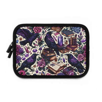 Ravens and Books Laptop Sleeve, Gothic Raven Design, Romantic Gift for Book Lovers, Protective Case, Tablet Cover, MacBook Pro Sleeve,