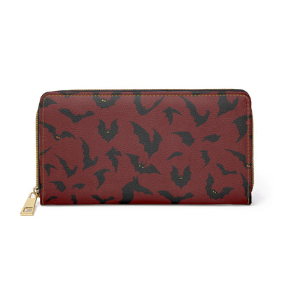 Zipper Wallet, Red Bats Design, Gothic Bat Lover Gift, Spooky Coin Purse, Halloween Zip Wallet, Vampire Bat Card Holder, Unique Bat Print