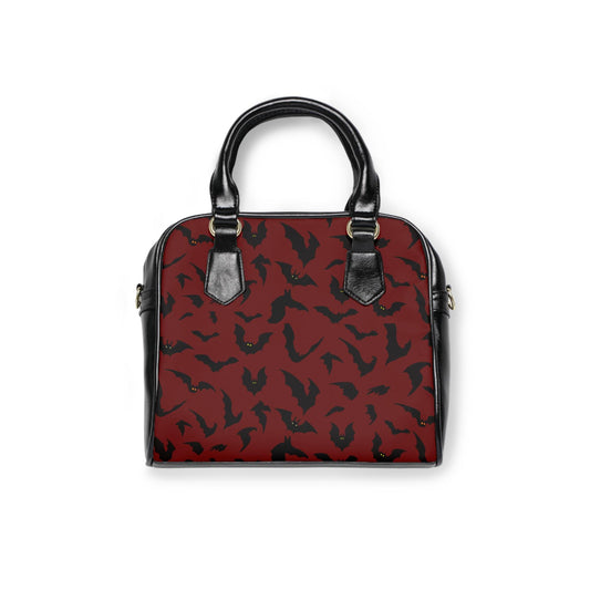 Red Bat Shoulder Handbag, Goth Crossbody Bag, Halloween Purse, Vampire Tote, Spooky Handbag