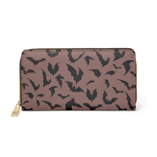 Zipper Wallet, Pink Bats Design, Bat Lover Gift, Gothic Wallet, Halloween Wallet, Vampire Wallet, Unique Coin Purse, Spooky Accessories