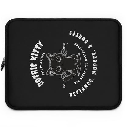 Gothic Cat Laptop Sleeve, Protective Computer Cover, Witchy Cat Macbook Case, Dark Kitty Tablet Pouch, Spooky Feline Tech Bag