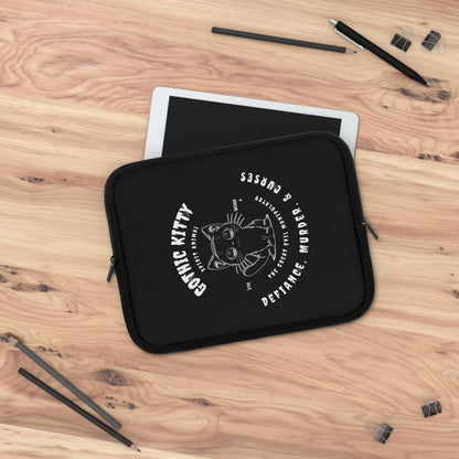 Gothic Cat Laptop Sleeve, Protective Computer Cover, Witchy Cat Macbook Case, Dark Kitty Tablet Pouch, Spooky Feline Tech Bag
